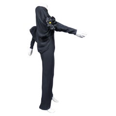 Pierre Cardin - Robe de soirée en jersey couture noire, circa 1976/1978
