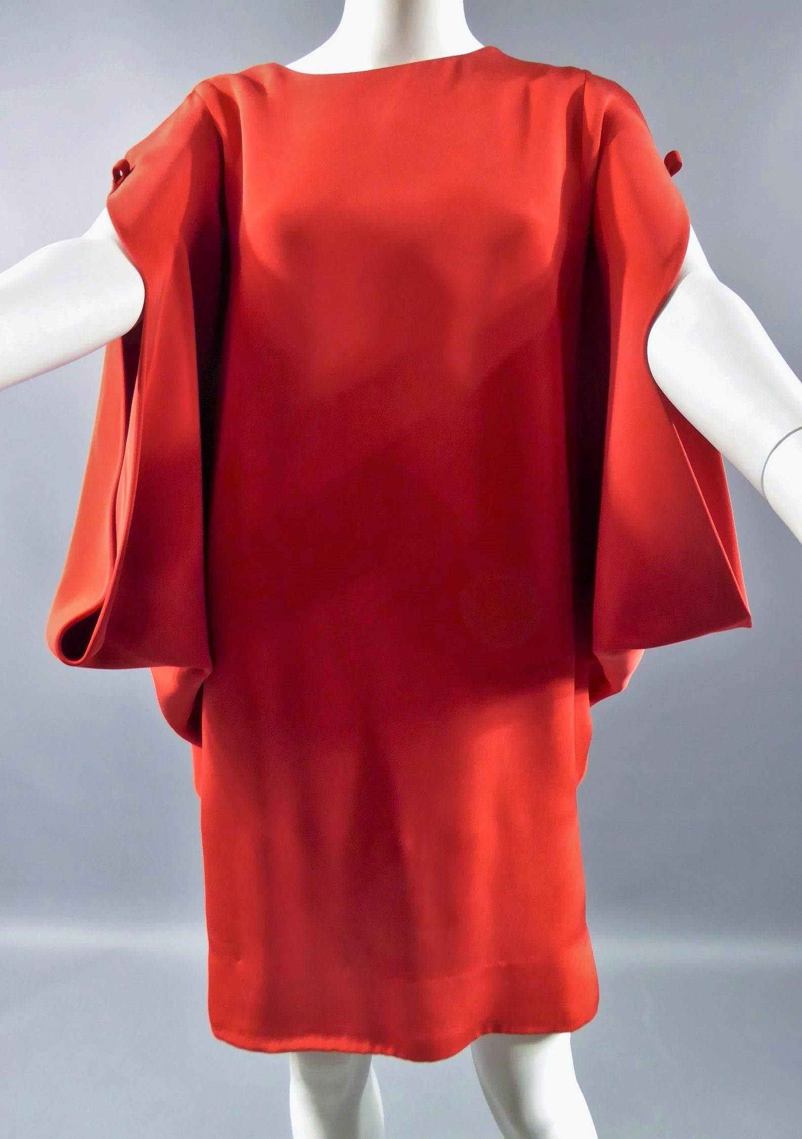 Women's A Pierre Cardin Couture Batwing Sleeves Dress & Skirt Circa 1980 For Sale