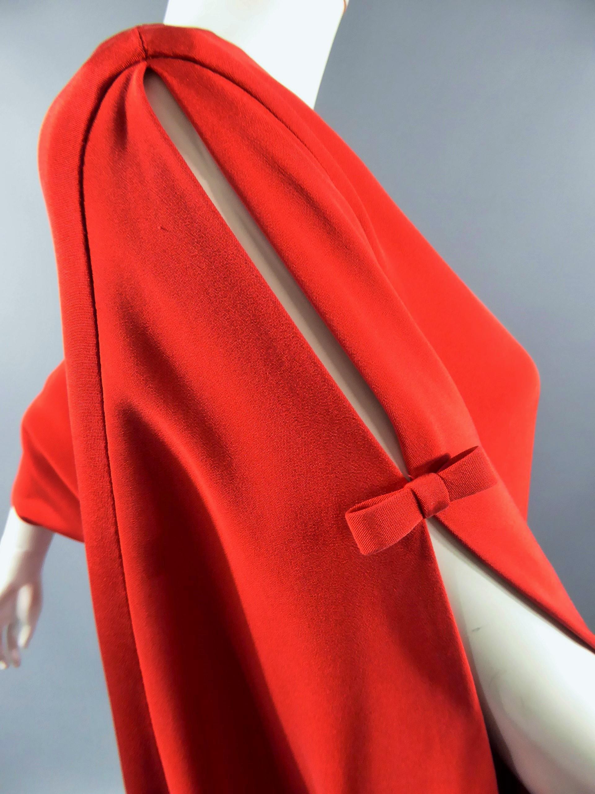 A Pierre Cardin Couture Batwing Sleeves Dress & Skirt Circa 1980 For Sale 3