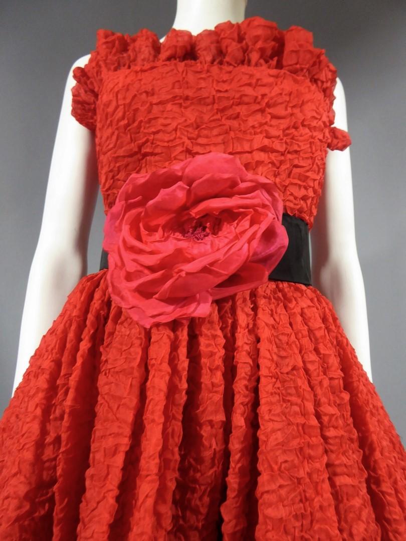 A Pierre Cardin Haute Couture Red Silk strapless Cocktail Dress, Circa 1980 6