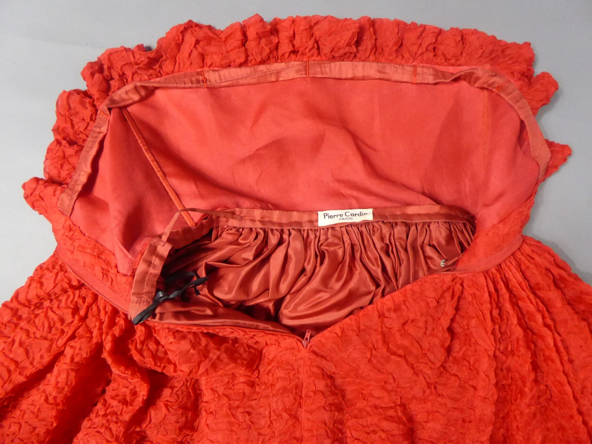 A Pierre Cardin Haute Couture Red Silk strapless Cocktail Dress, Circa 1980 11