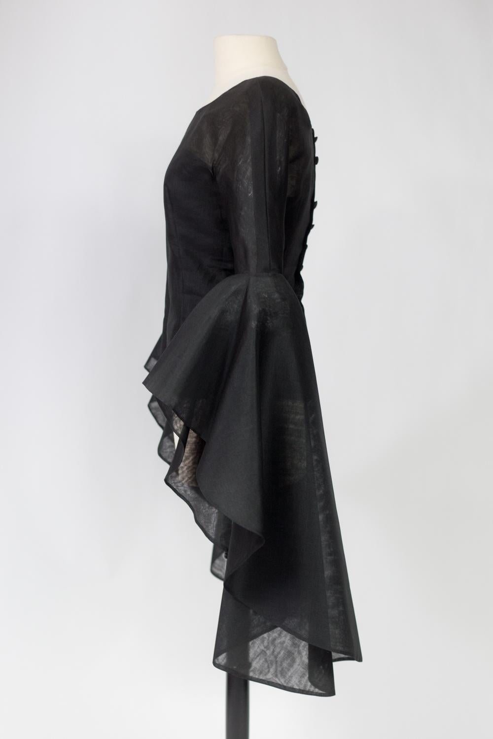Women's A Pierre Cardin Organza Blouse With Dramatic Batwing Sleeves Circa 1970/1980 For Sale