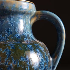 Pierrefonds Pottery Vase with Blue Crystalline Glaze, Mounted as a Lamp