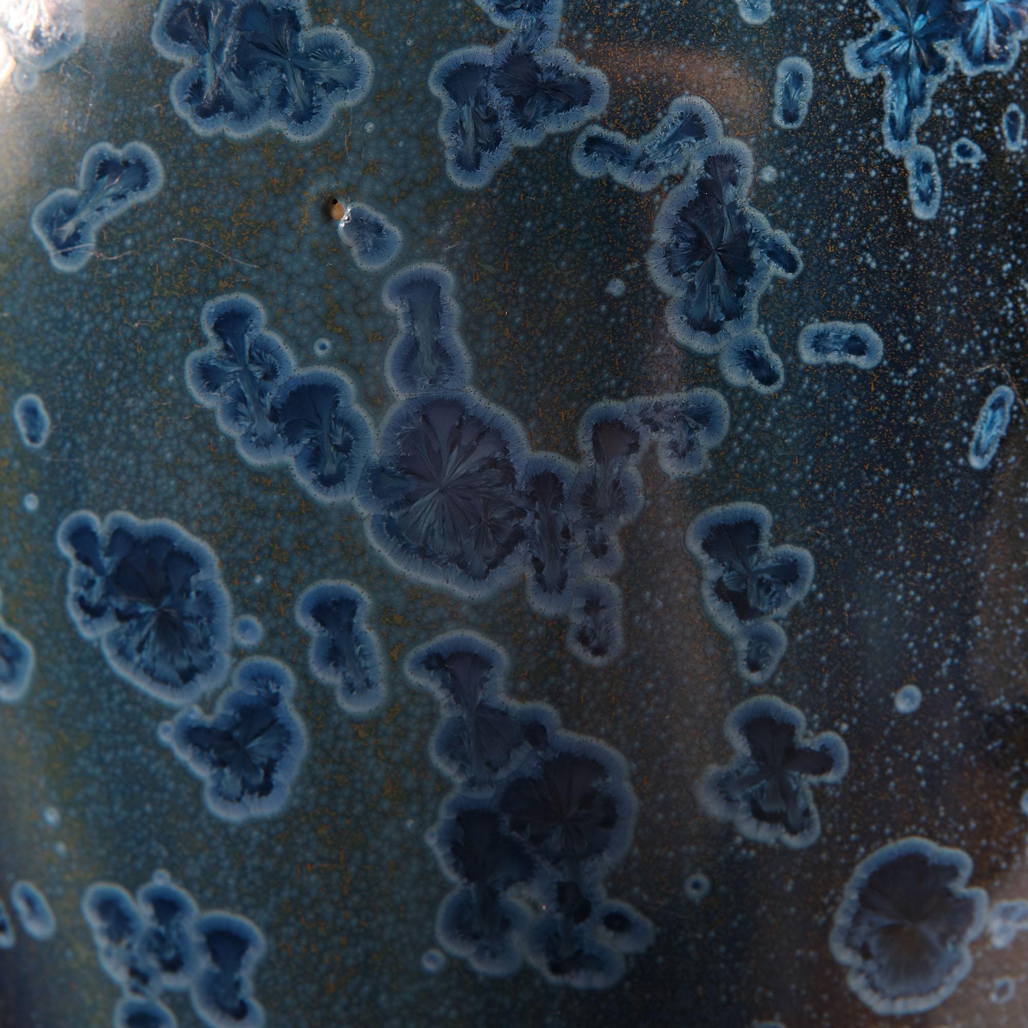 Glazed Pierrefonds Pottery Vase with Blue Crystalline Glaze, Mounted as a Lamp