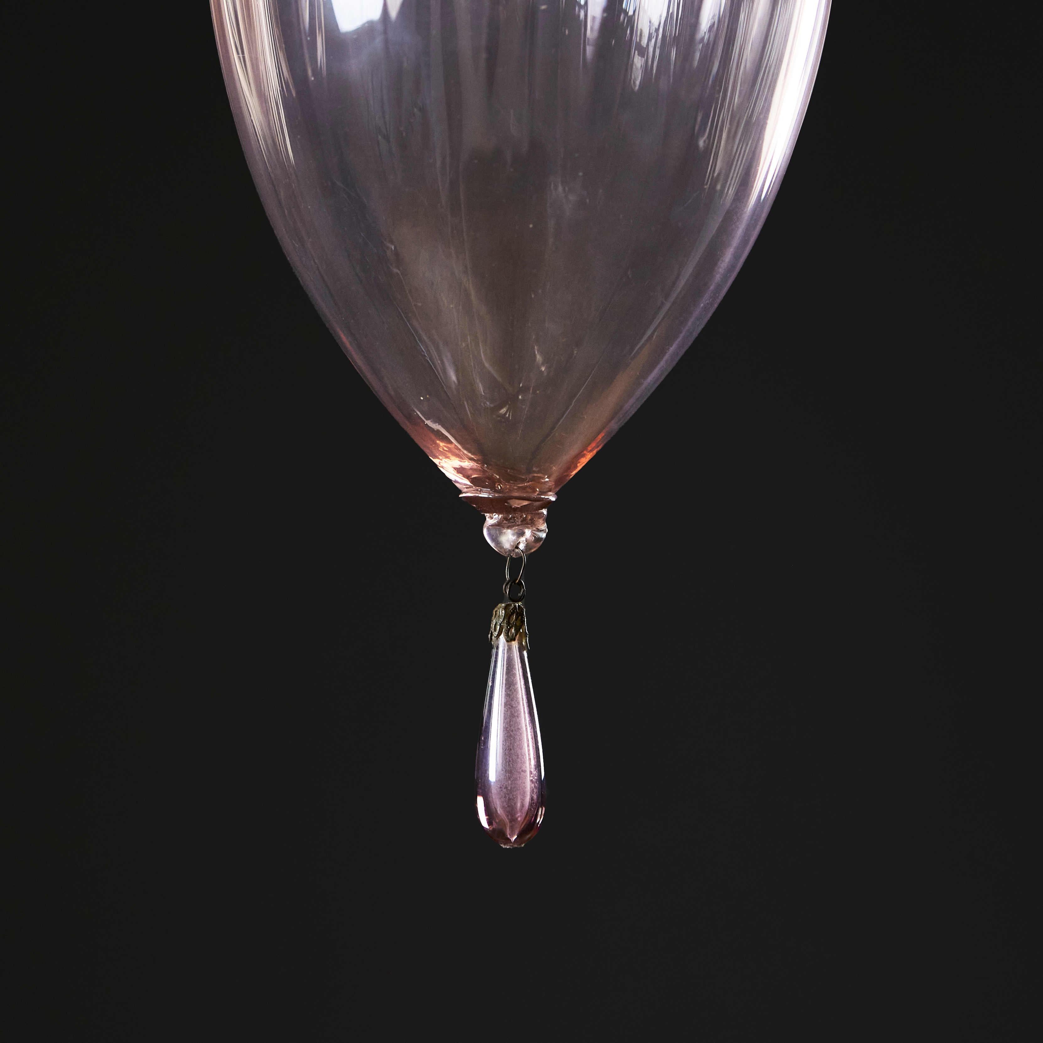 A Pink Murano Glass Hanging Light by Vittorio Zechhin In Good Condition In London, GB