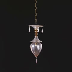 A Pink Murano Glass Hanging Light by Vittorio Zechhin