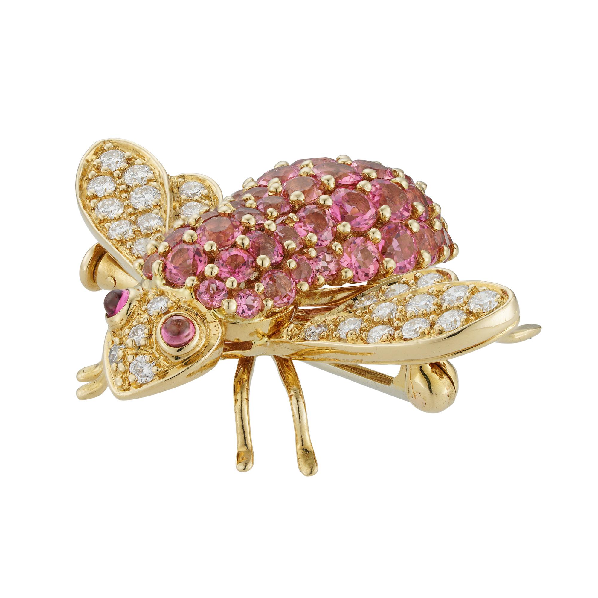 Modern A Pink Tourmaline And Diamond Bee Brooch
