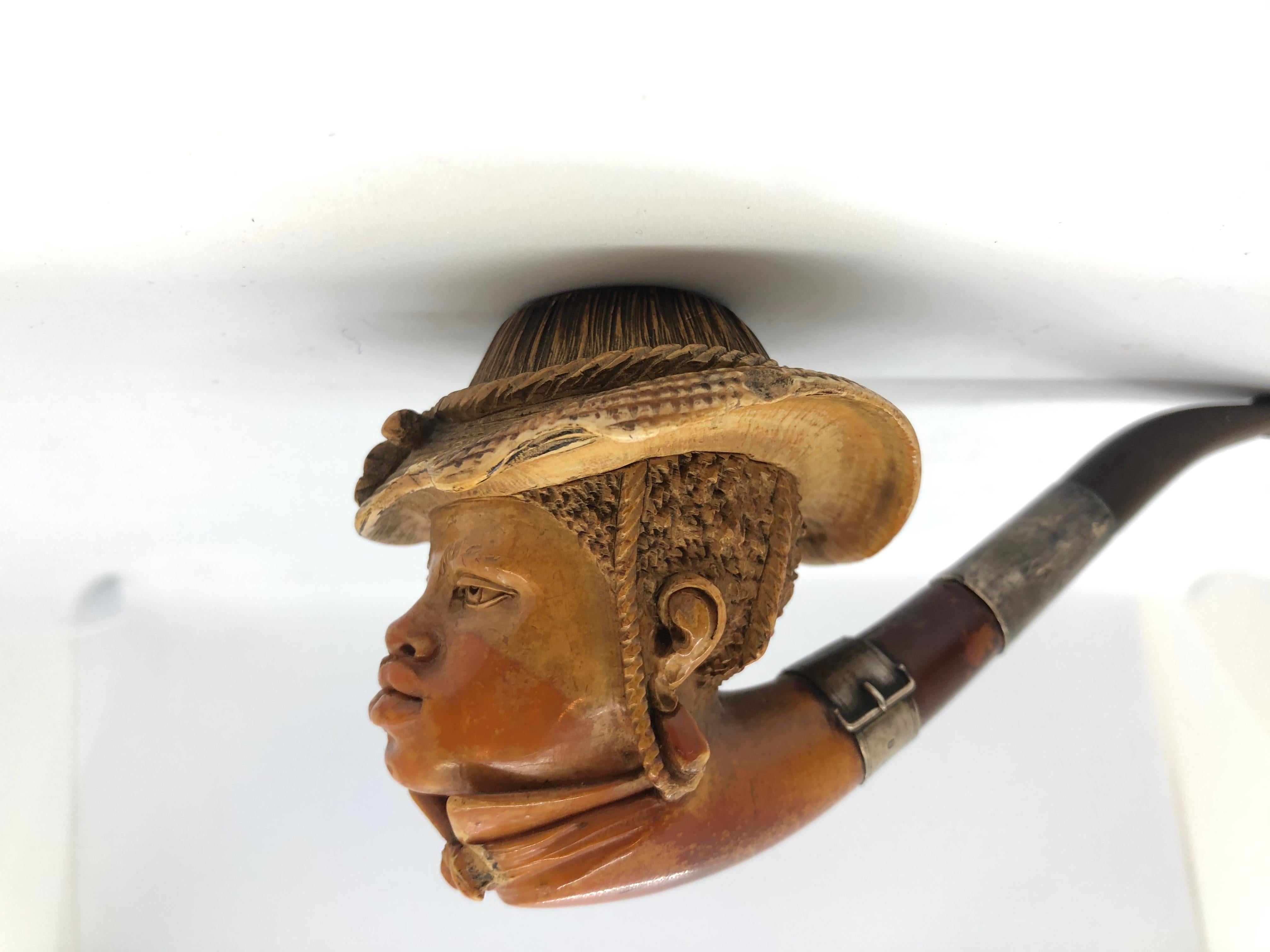 Hand-Carved Pipe of Carved Meerschaum, 19th Century