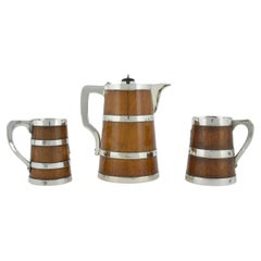 Antique A Pitcher and two tankards