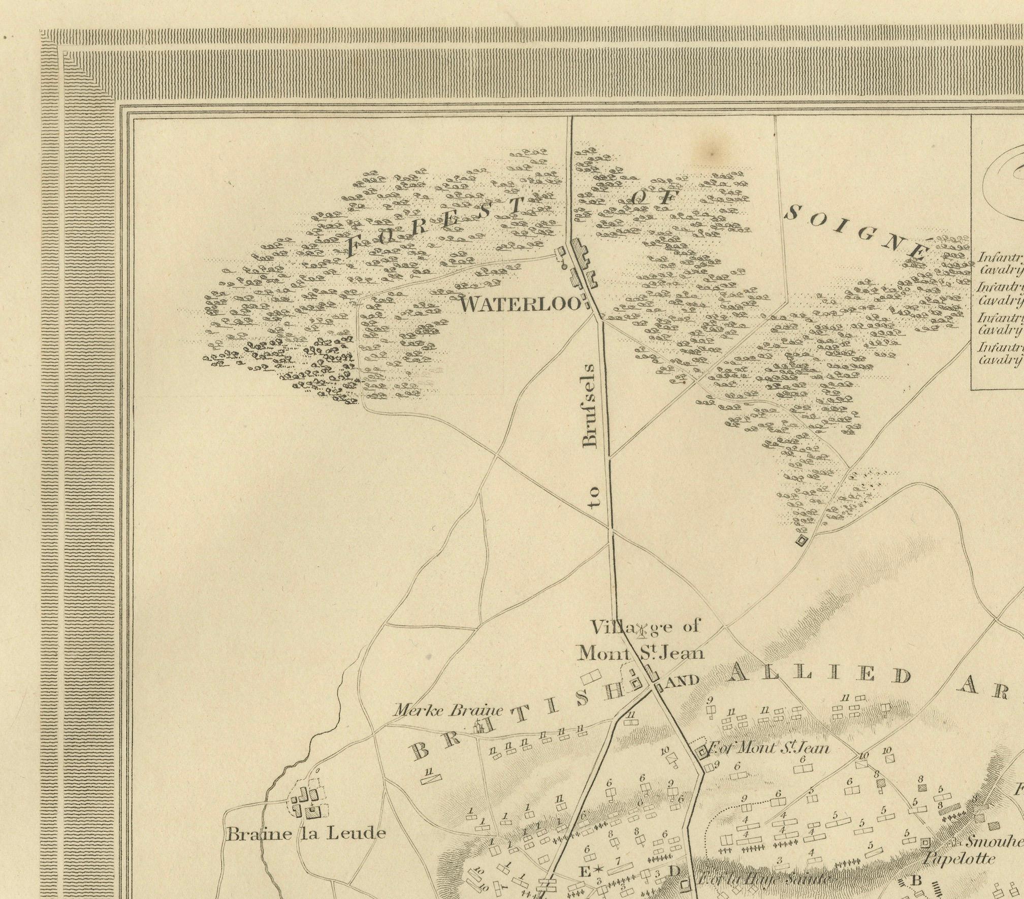 Engraved A Plan of the Glorious Battle of Waterloo: Allied Victory Over Napoleon, 1815 For Sale
