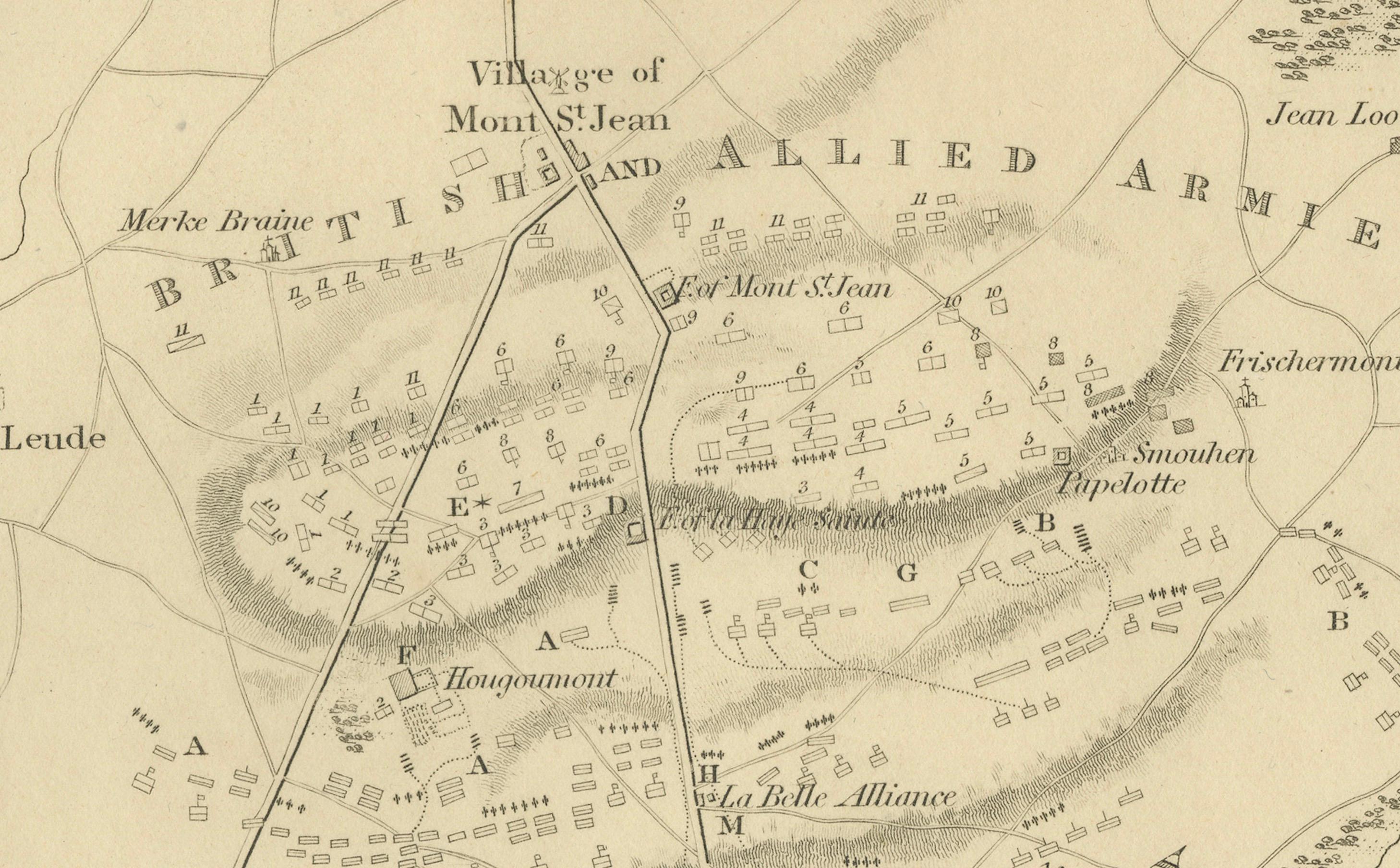 Paper A Plan of the Glorious Battle of Waterloo: Allied Victory Over Napoleon, 1815 For Sale