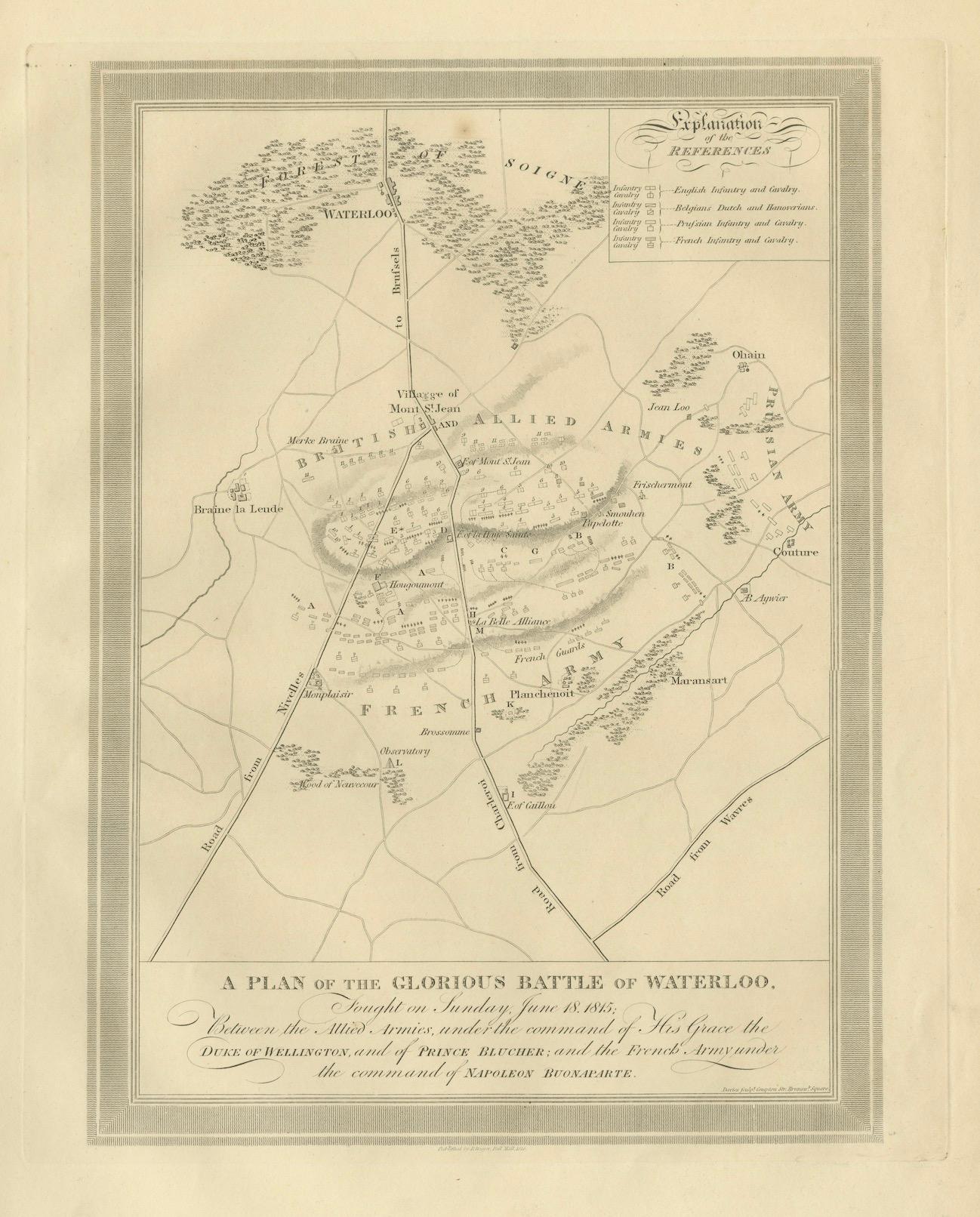A Plan of the Glorious Battle of Waterloo: Allied Victory Over Napoleon, 1815 For Sale 1