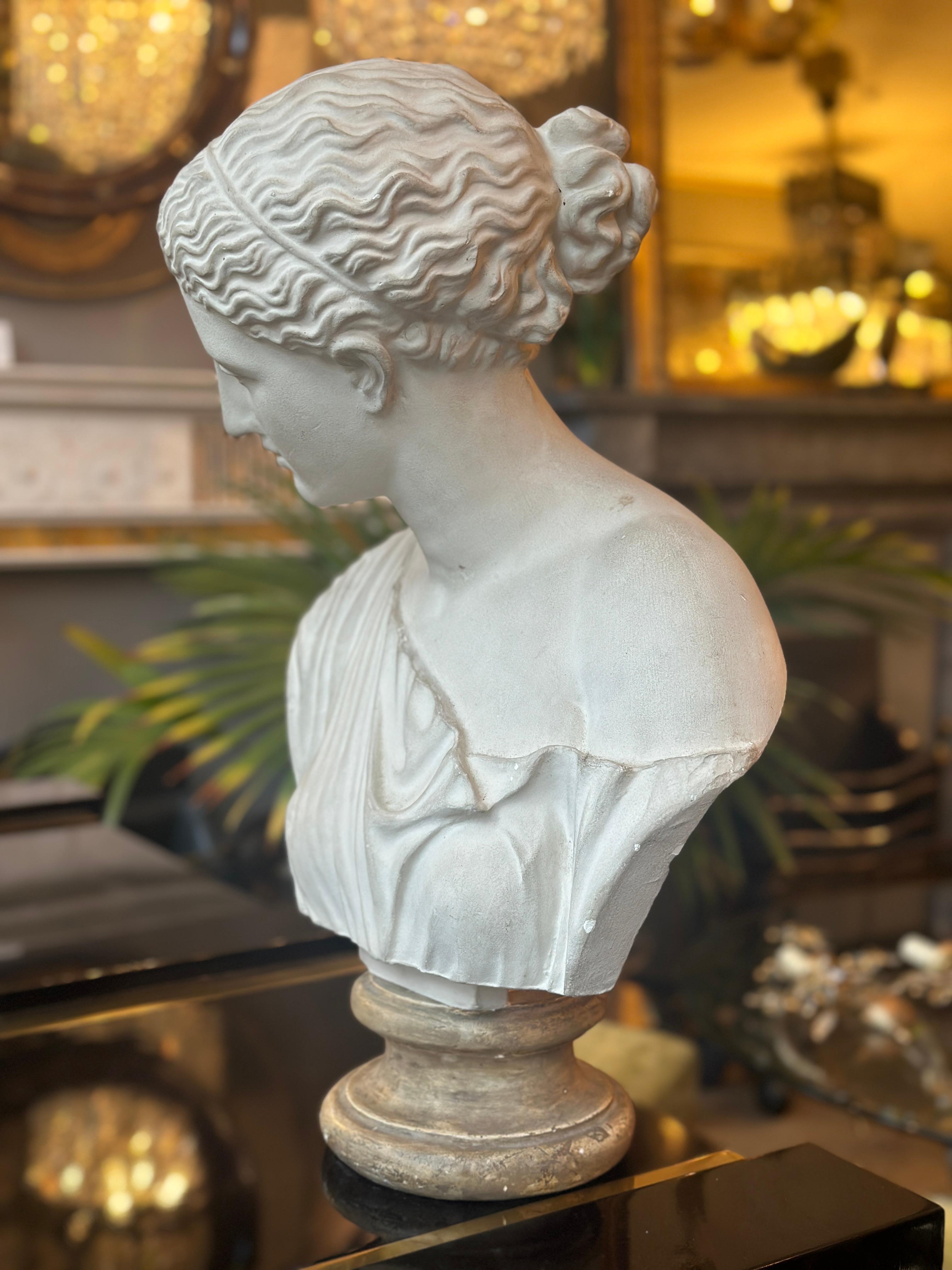 Français Buste en plâtre d'après l'antique du musée du Louvre en vente