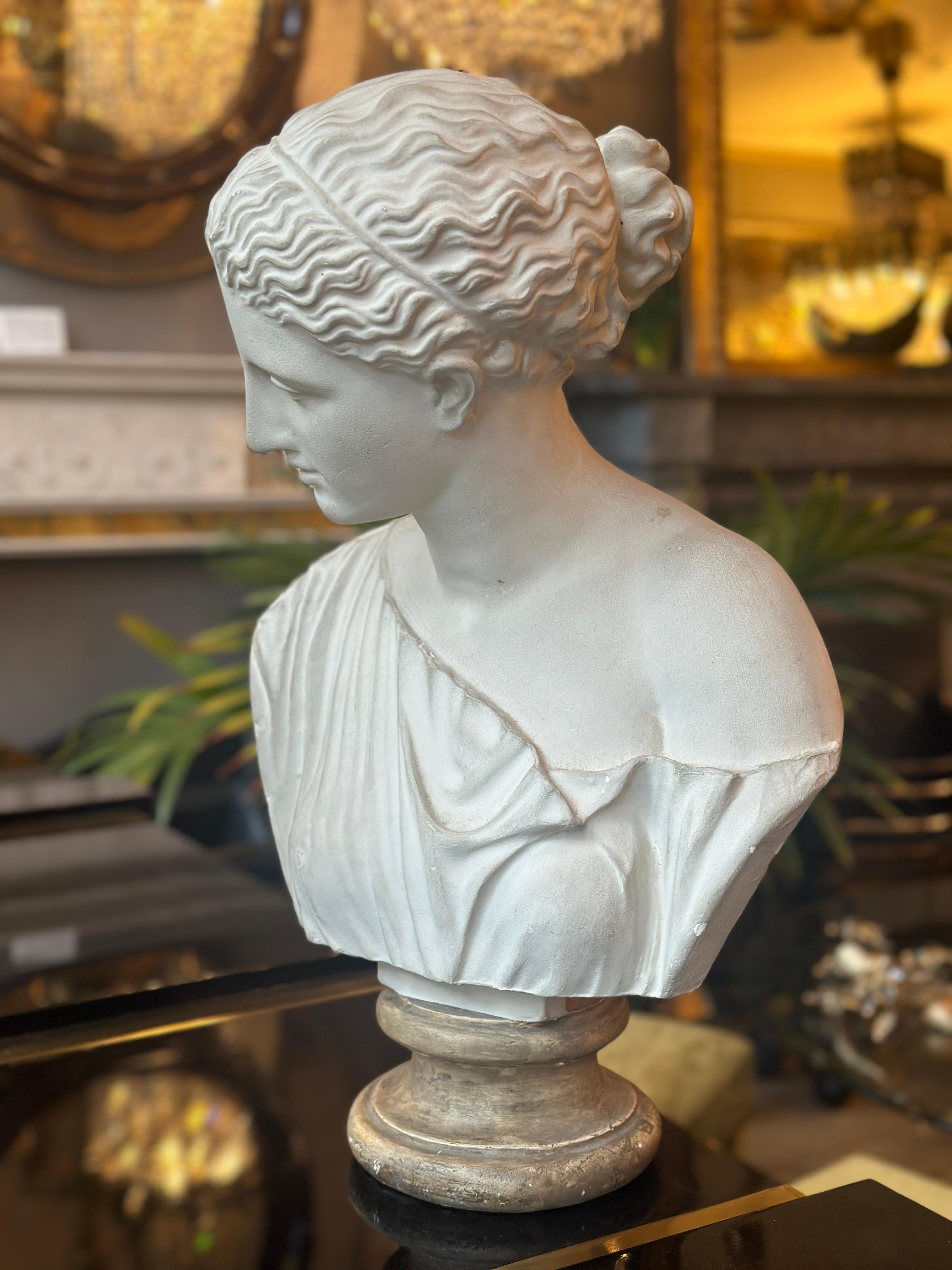 Buste en plâtre d'après l'antique du musée du Louvre en vente 2