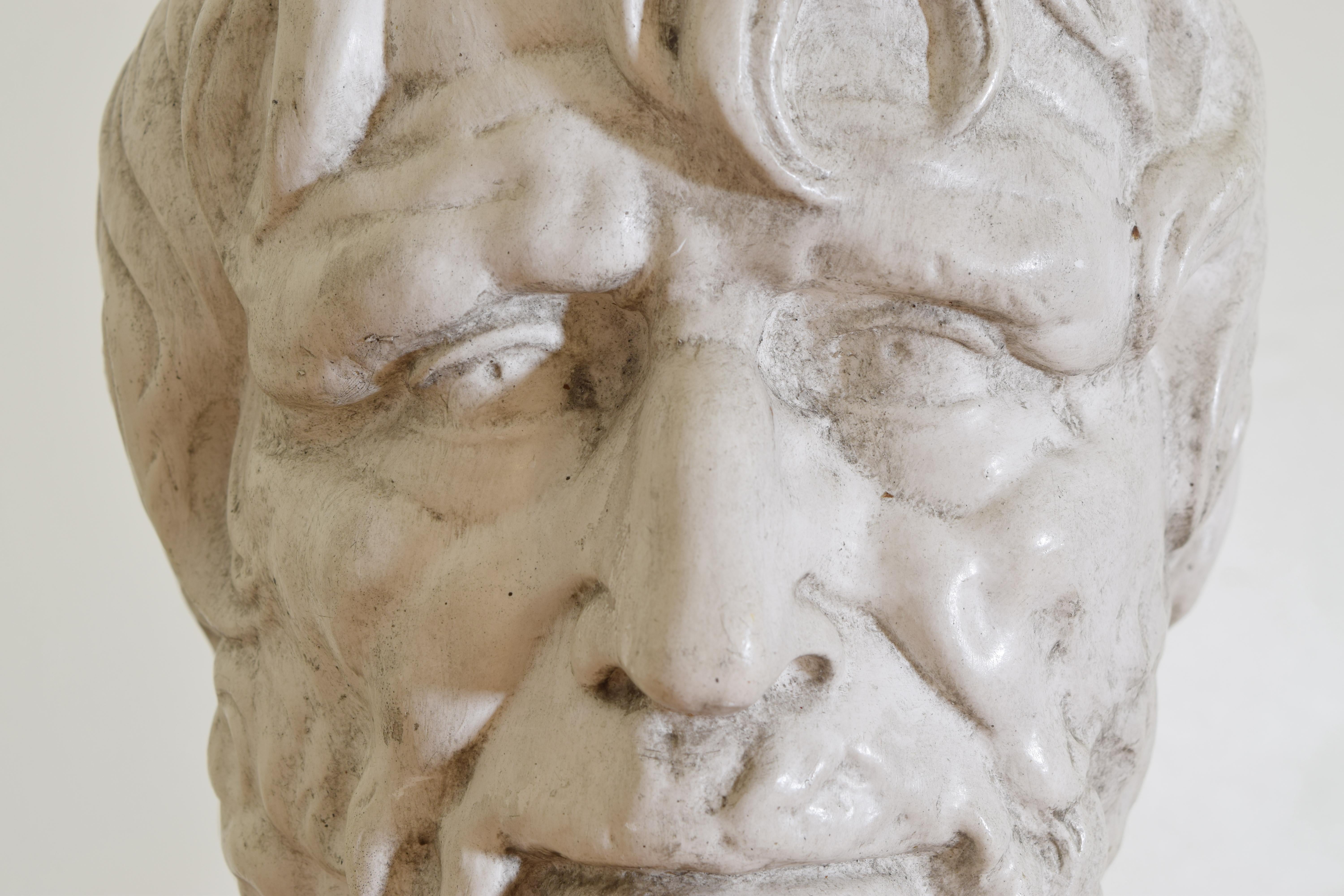 Hand-Carved A Plaster Bust of Seneca  For Sale