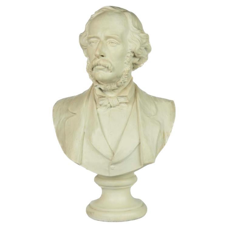 A plaster bust of a Victorian gentleman by Boehm