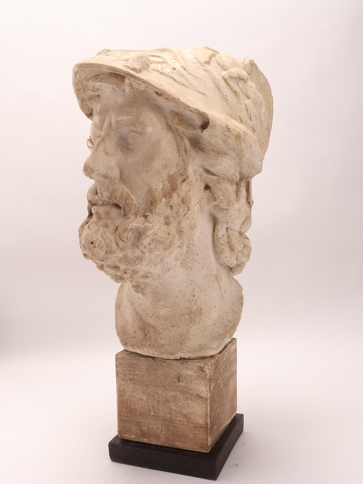 Un calco in gesso per l'insegnamento del disegno: la testa di Menelao, Italia 1890. in vendita 5