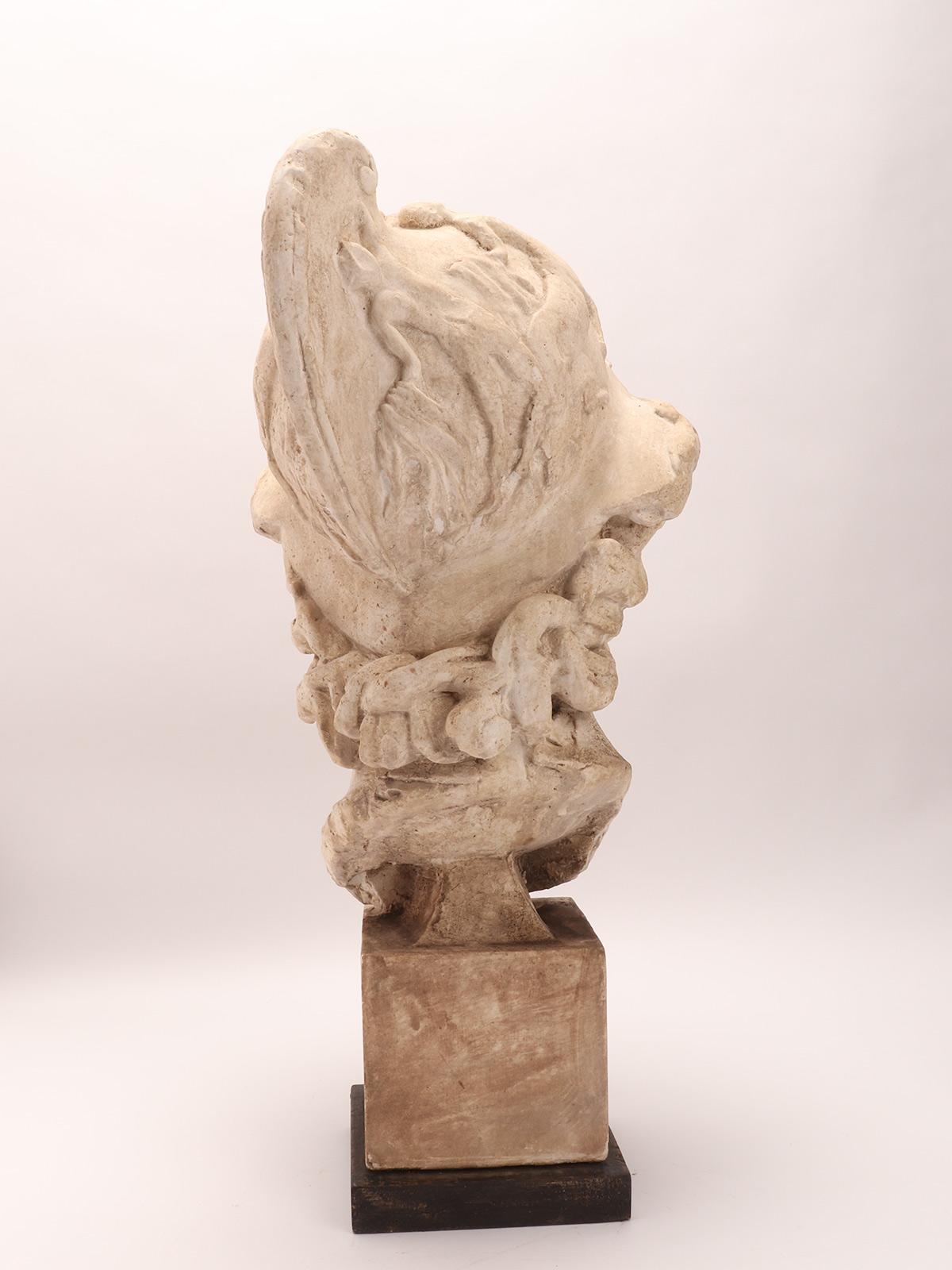 Un calco in gesso per l'insegnamento del disegno: la testa di Menelao, Italia 1890. in vendita 2