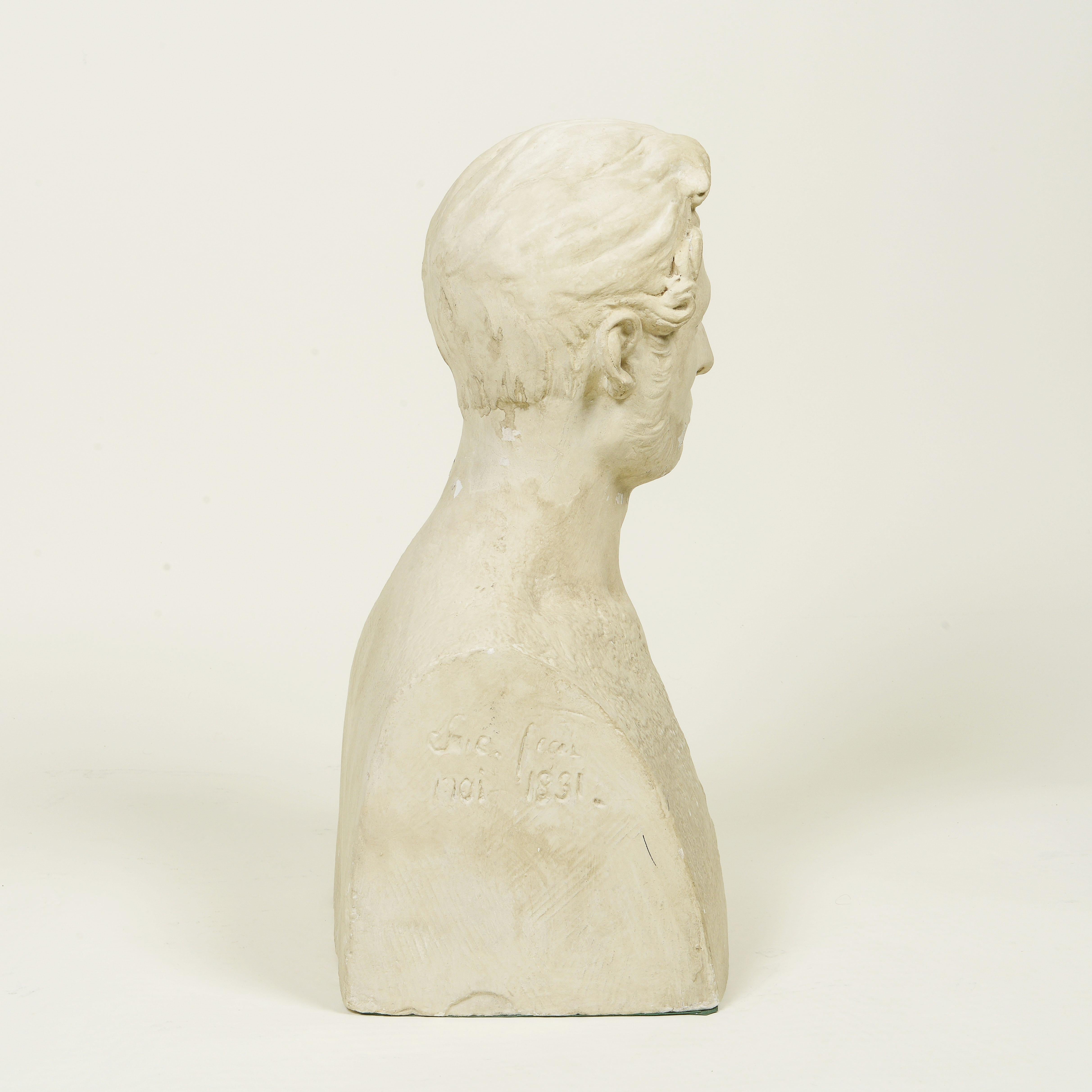Mid-20th Century A Plaster Cast French Bust of a Gentleman For Sale