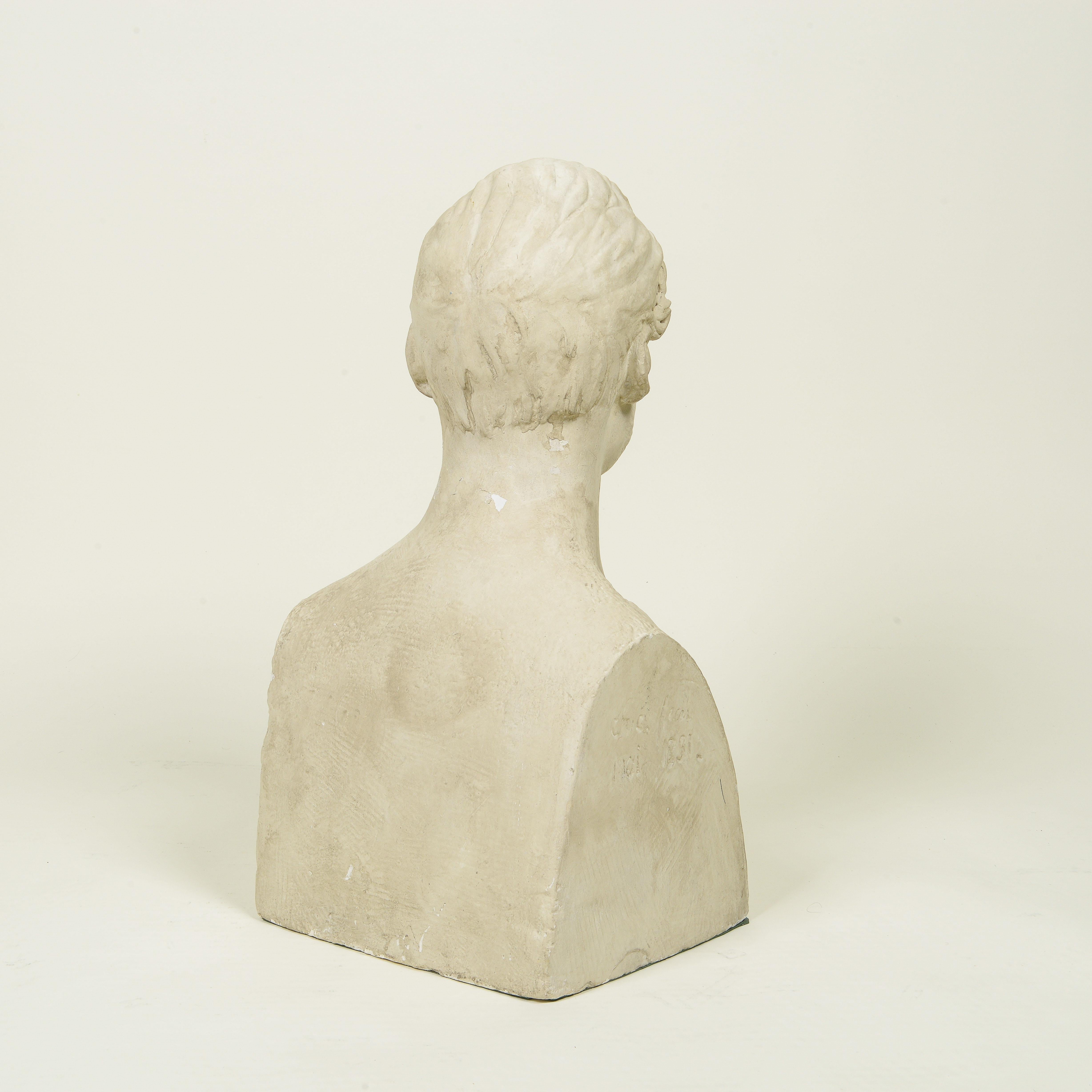 A Plaster Cast French Bust of a Gentleman For Sale 1