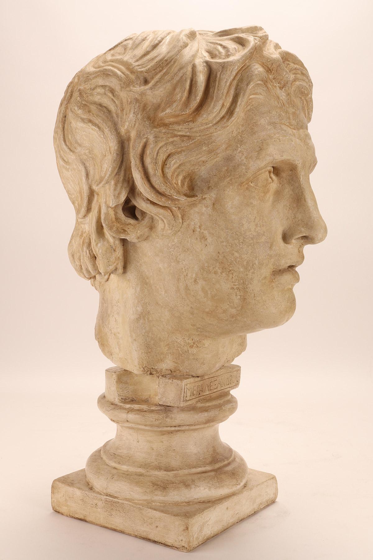 Italiano Un calco in gesso: la testa di Alexander il Grande, Italia 1890. in vendita