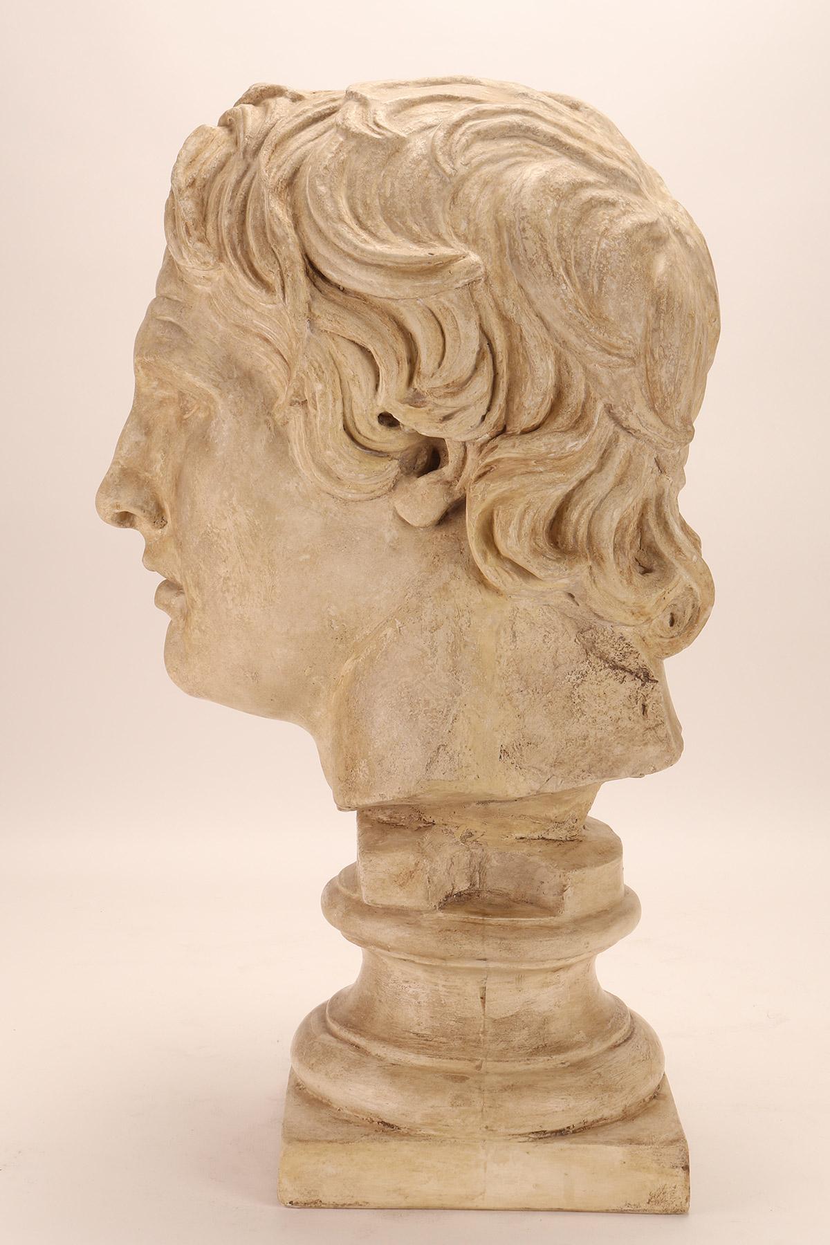 Intonaco Un calco in gesso: la testa di Alexander il Grande, Italia 1890. in vendita