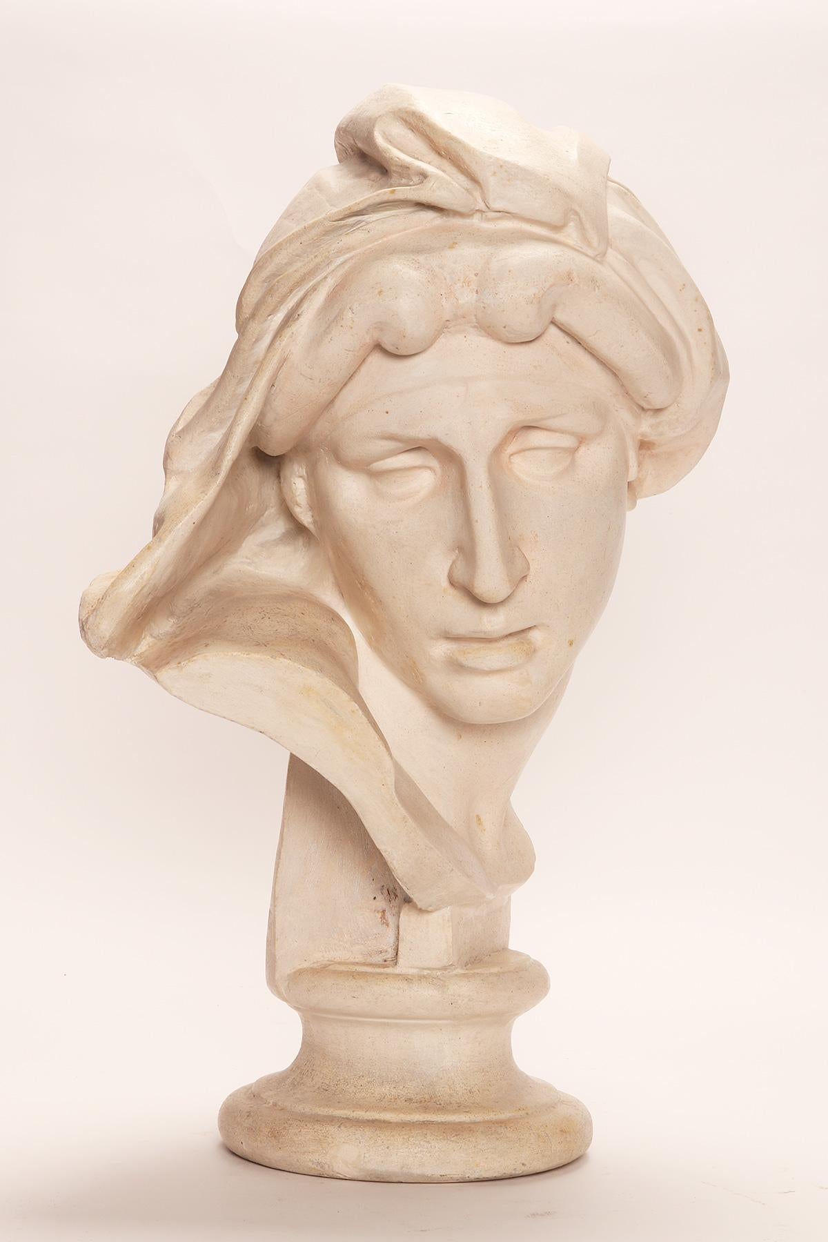 Italiano Un calco in gesso: la testa dell'Aleegoria dell'Aurora, Italia 1890. in vendita