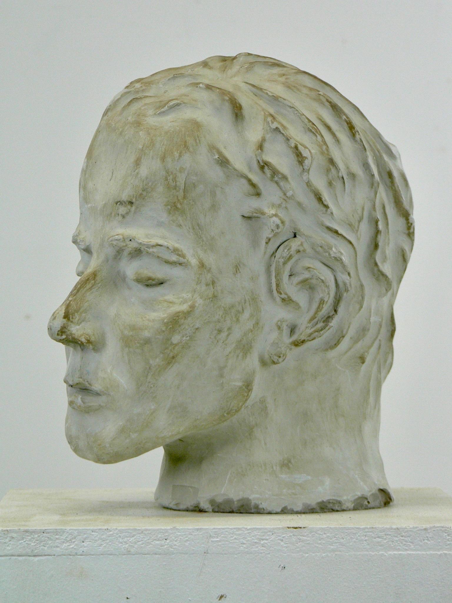 Art Deco A plaster sculpture of a man's head with closed eyes - France - 1950 For Sale