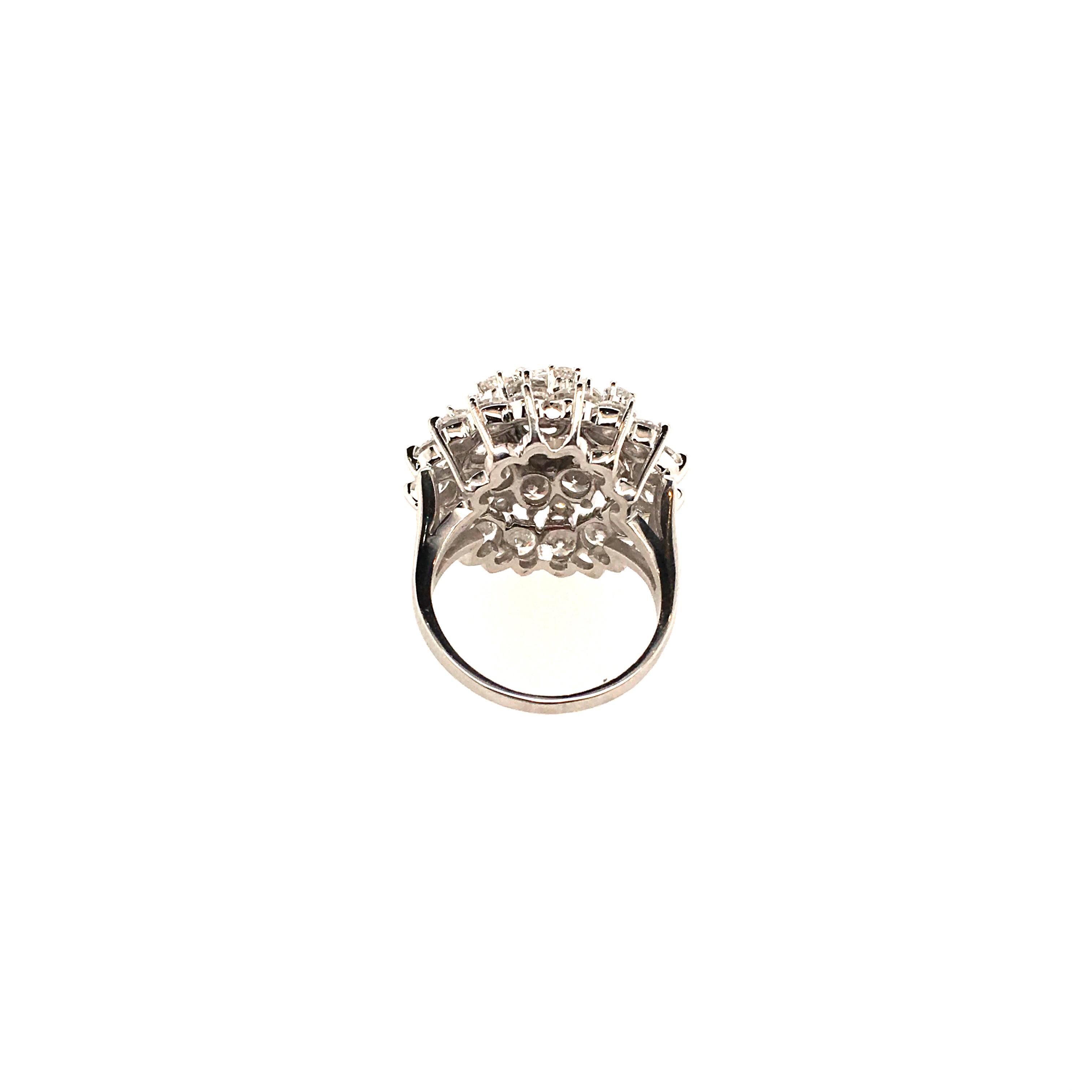 Women's or Men's Platinum and Diamond Cluster Ring