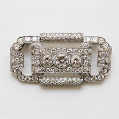 Platinum, White Gold and Diamond Rectangular Art Deco Plaque Brooch