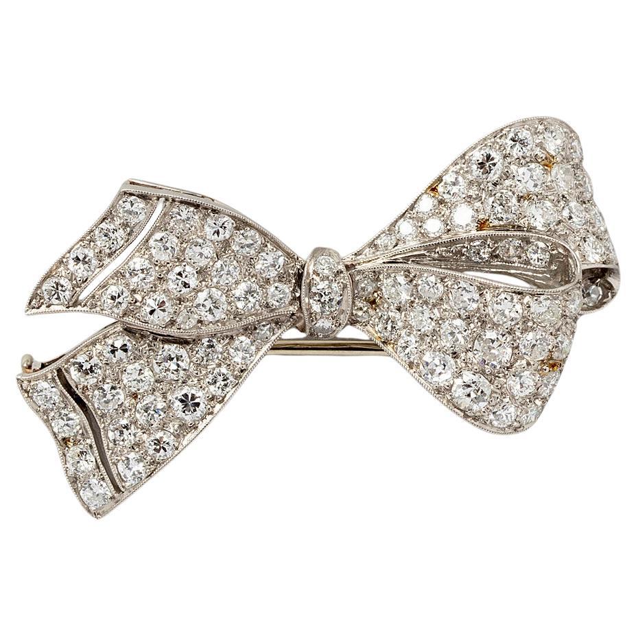 Spilla a fiocco Art Deco in platino con diamanti