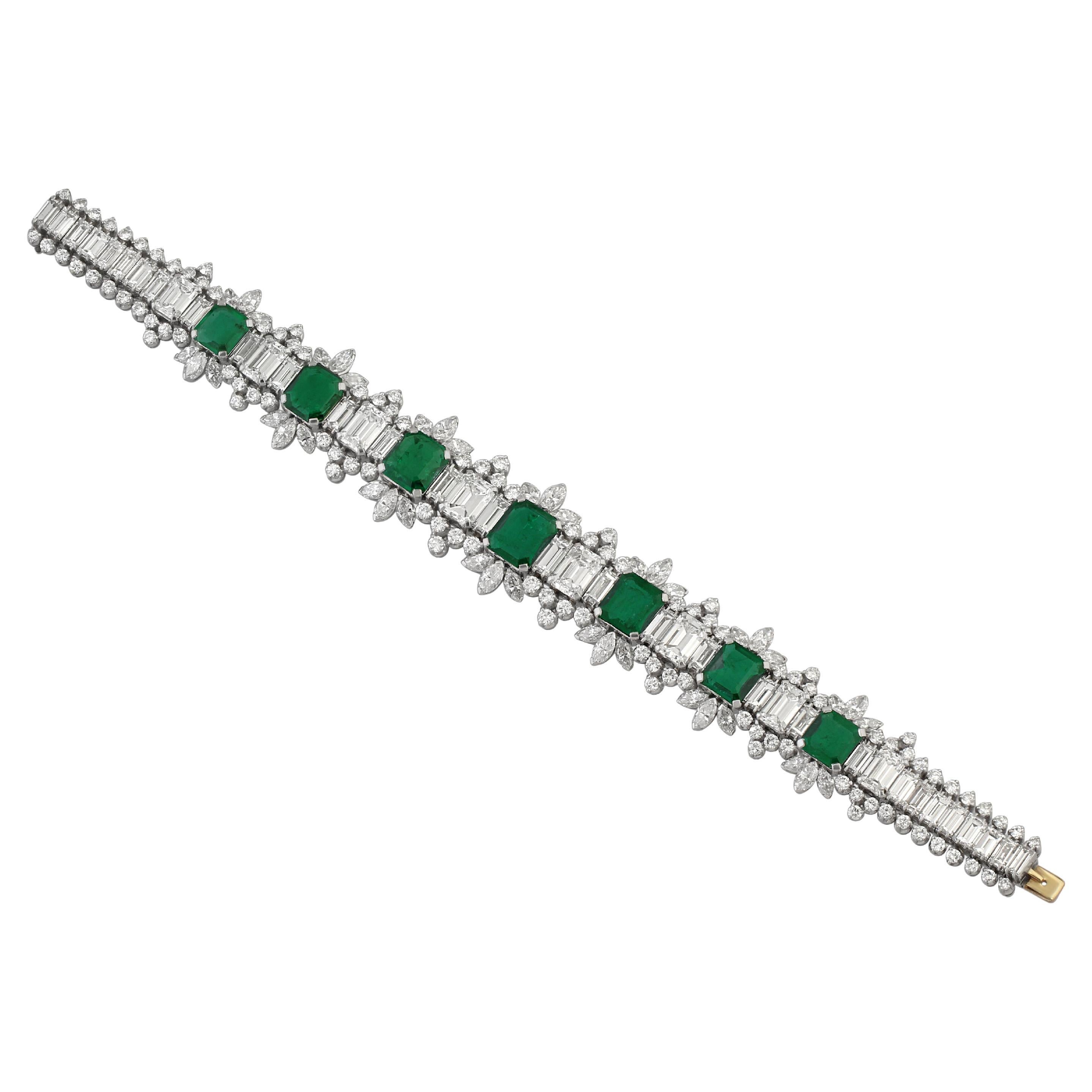 A Platinum, Diamond & Emerald Bracelet