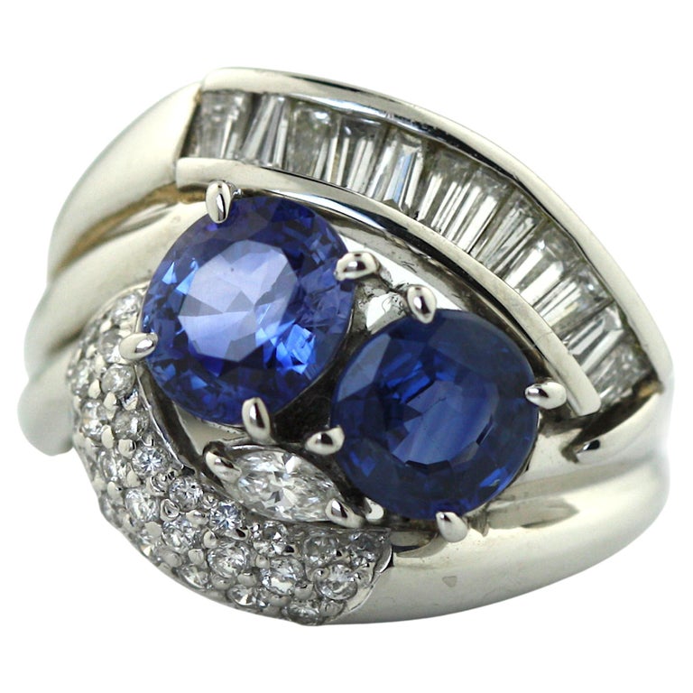 Ring Double R A Platinum Double Sapphire Ring For Sale at 1stDibs