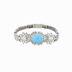 Platinum Estate Diamond & Turquoise Bracelet