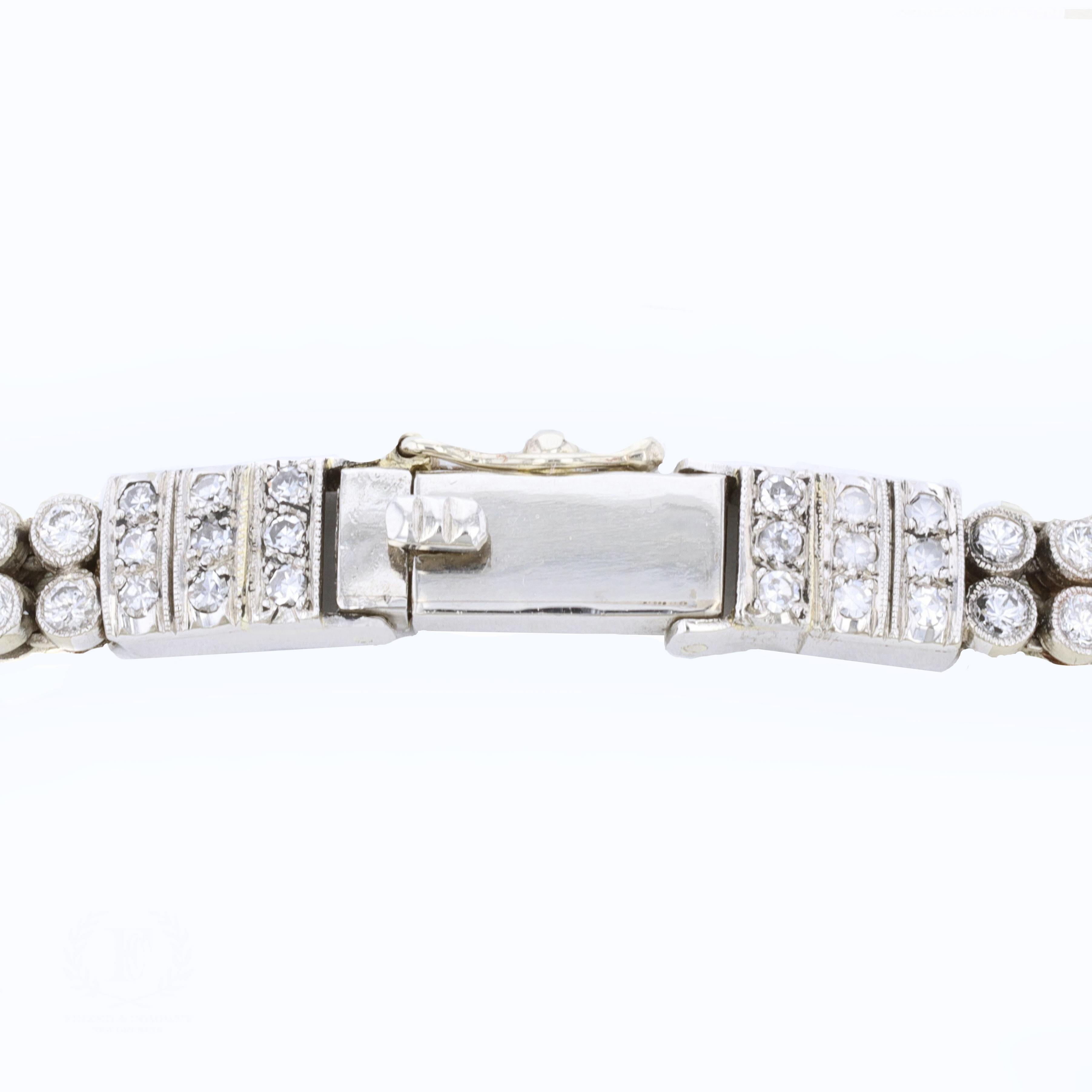 Platinum Estate Diamond & Turquoise Bracelet In Excellent Condition For Sale In NEW ORLEANS, LA