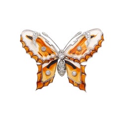 A Platinum, Gold, Agage, Citrine and Diamond Butterfly Brooch.