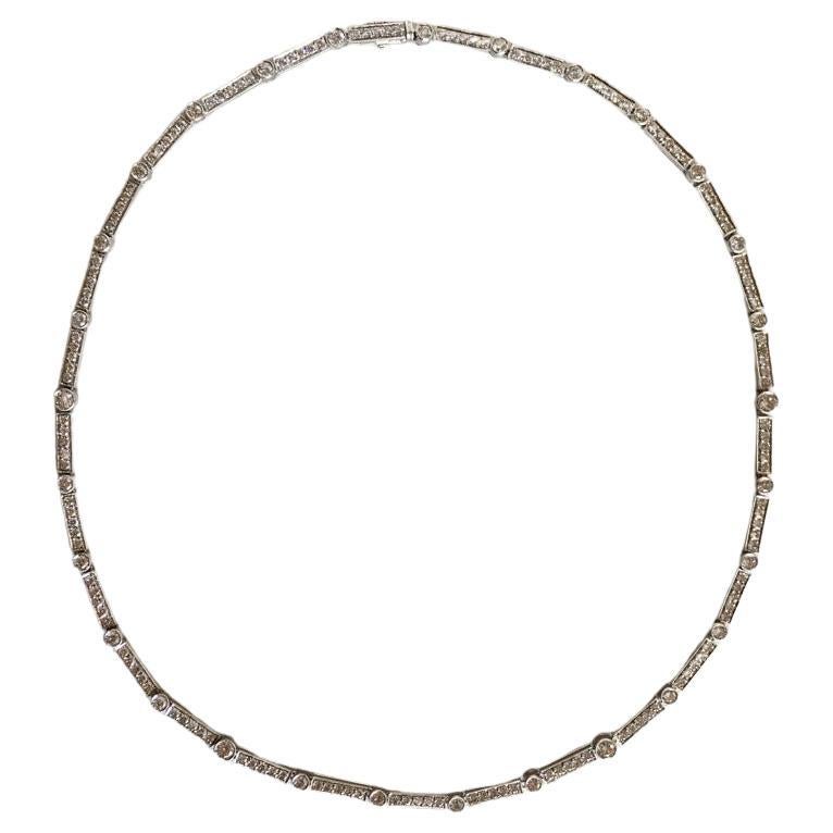 A platinum necklace, 8.74Ct Diamonds, handmade, Fratelli Piccini, Round cut For Sale