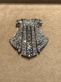 Platinum Pair of Art Deco Brooch Double Click Closure, Pt 46.00 Dm 22, 30, 20's