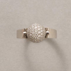 A Platinum Ring with a ball pavé set with diamonds