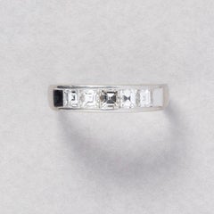 A Platinum Ring with Five Square Cut Diamonds