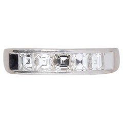 A Platinum Ring with Five Square Cut Diamonds