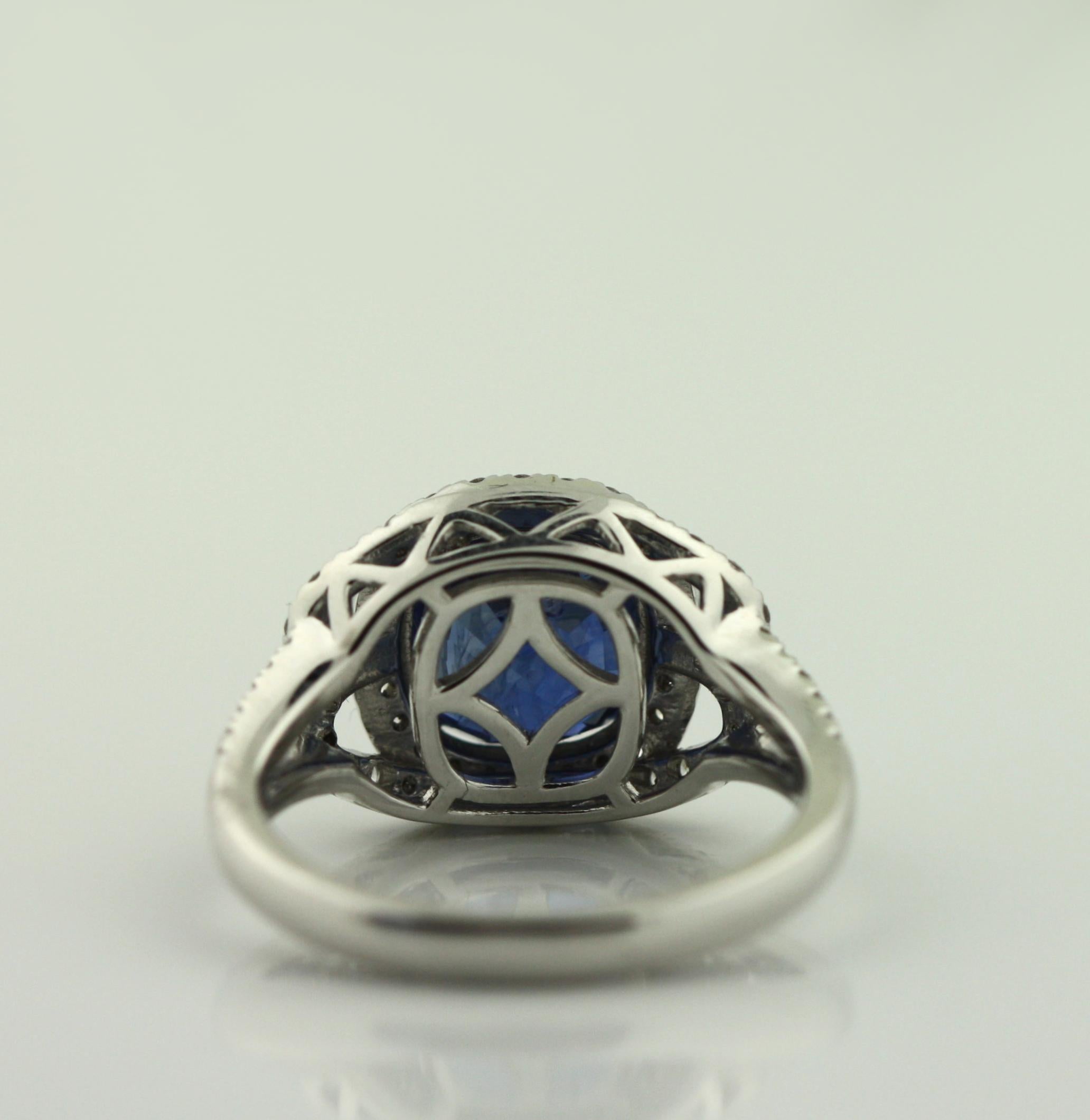 Women's or Men's A Platinum Sapphire, and Diamond Ring