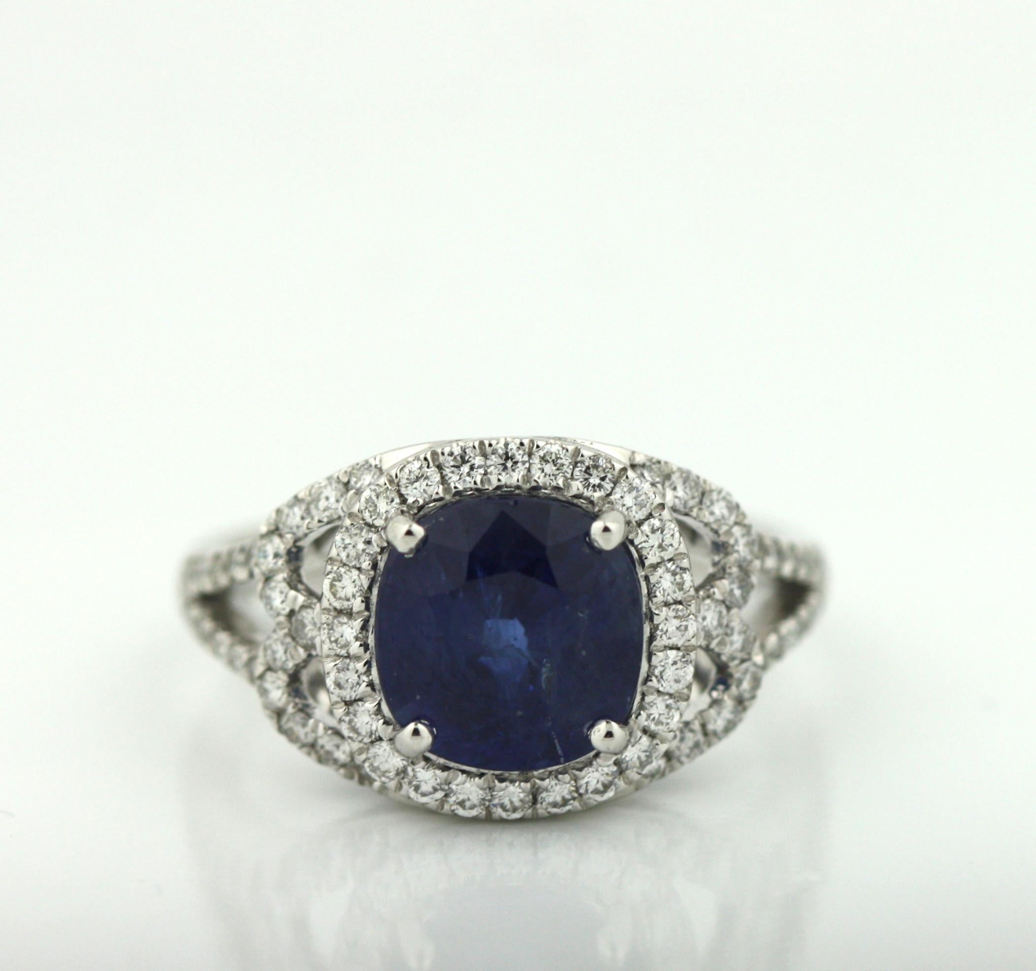 A Platinum Sapphire, and Diamond Ring 2