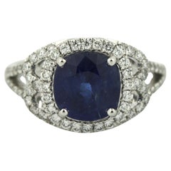 A Platinum Sapphire, and Diamond Ring