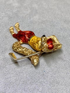 A playful and beautifully detailed vintage figural brooch depicting a fox mid-s