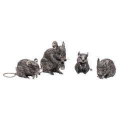 A Playful Family of Four Adorable Sterling Silver Mice by Buccellati