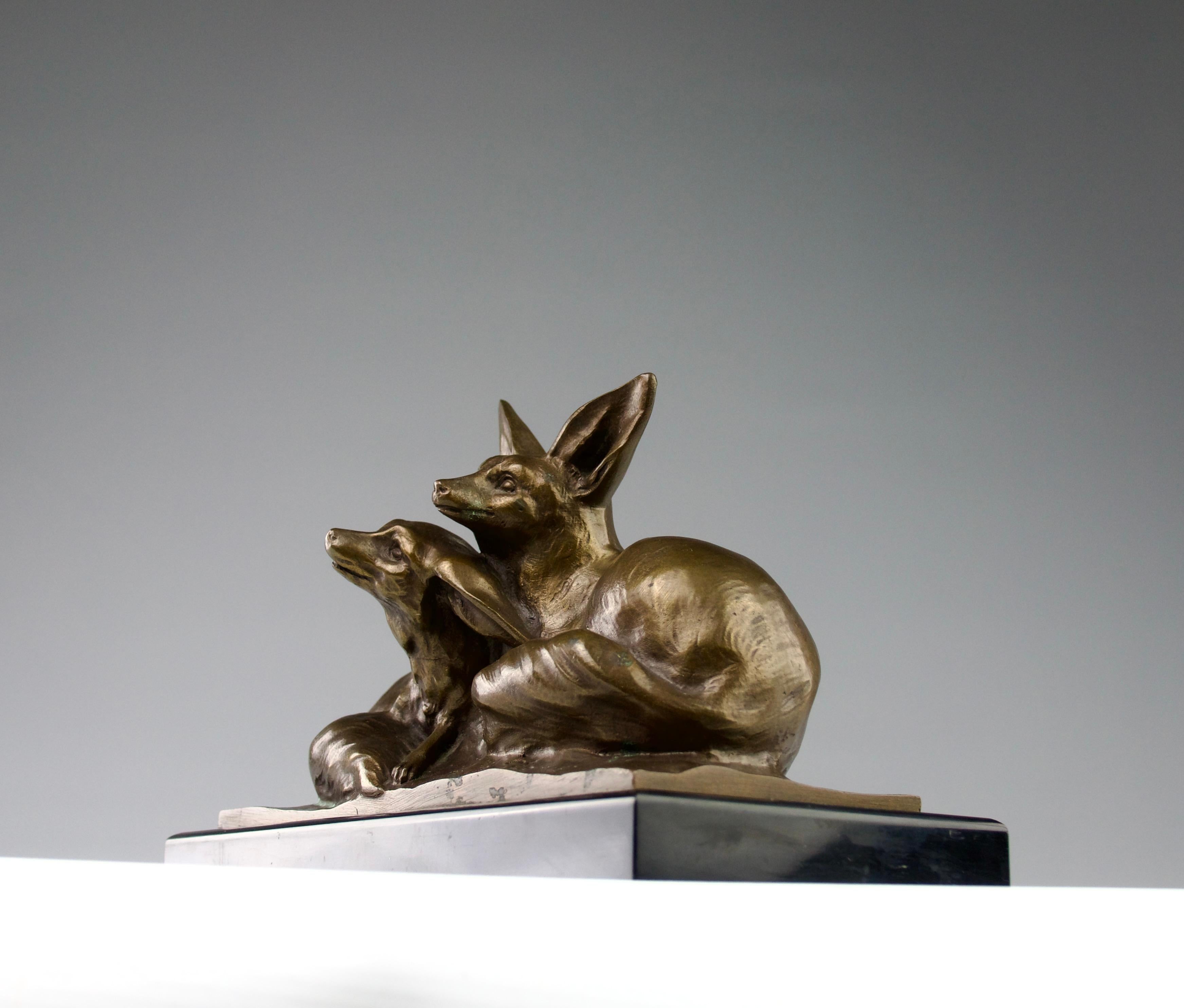 French A. Plisnier and Gorini Frères Foundry, Fennec Sculpture, France 1920s For Sale