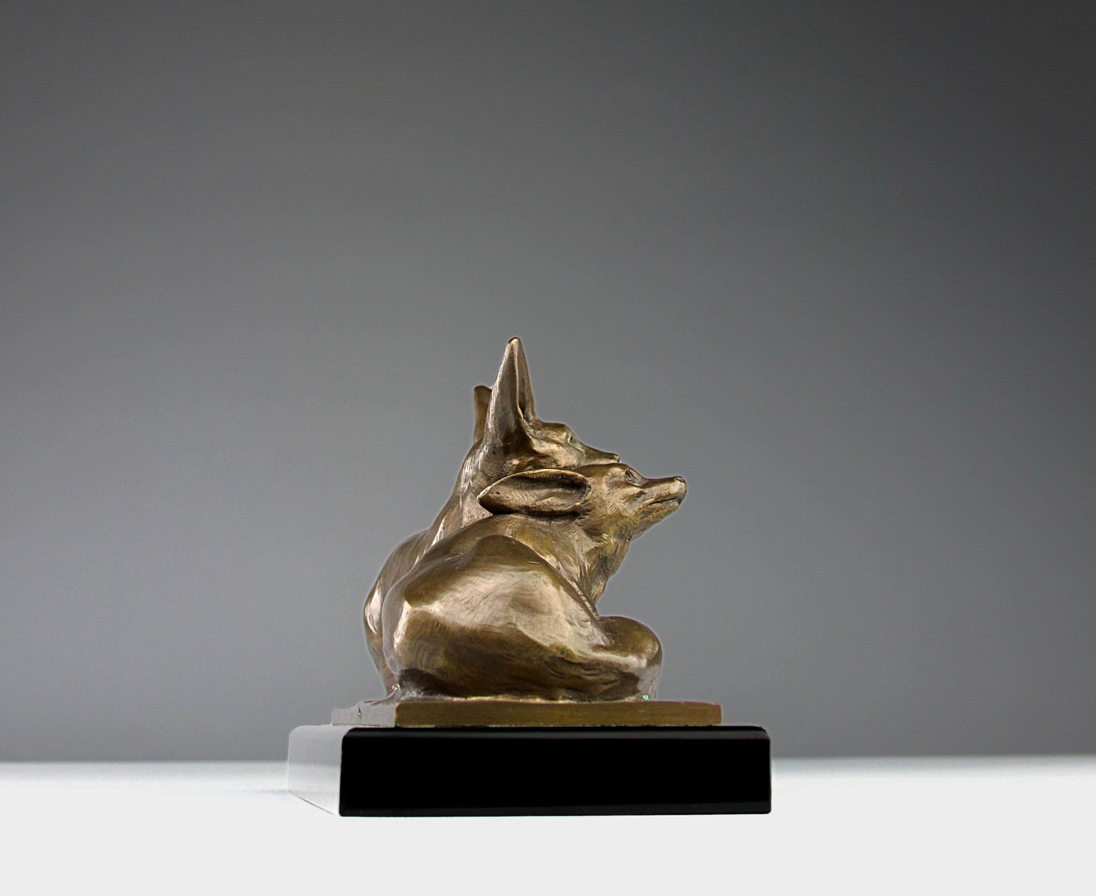 A. Plisnier and Gorini Frères Foundry, Fennec Sculpture, France 1920s In Good Condition For Sale In PARIS, FR