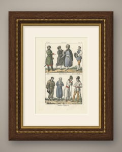 A Pole, Polish Jews and Hungarian Peasants, Hand Colored Lithograph, 1842