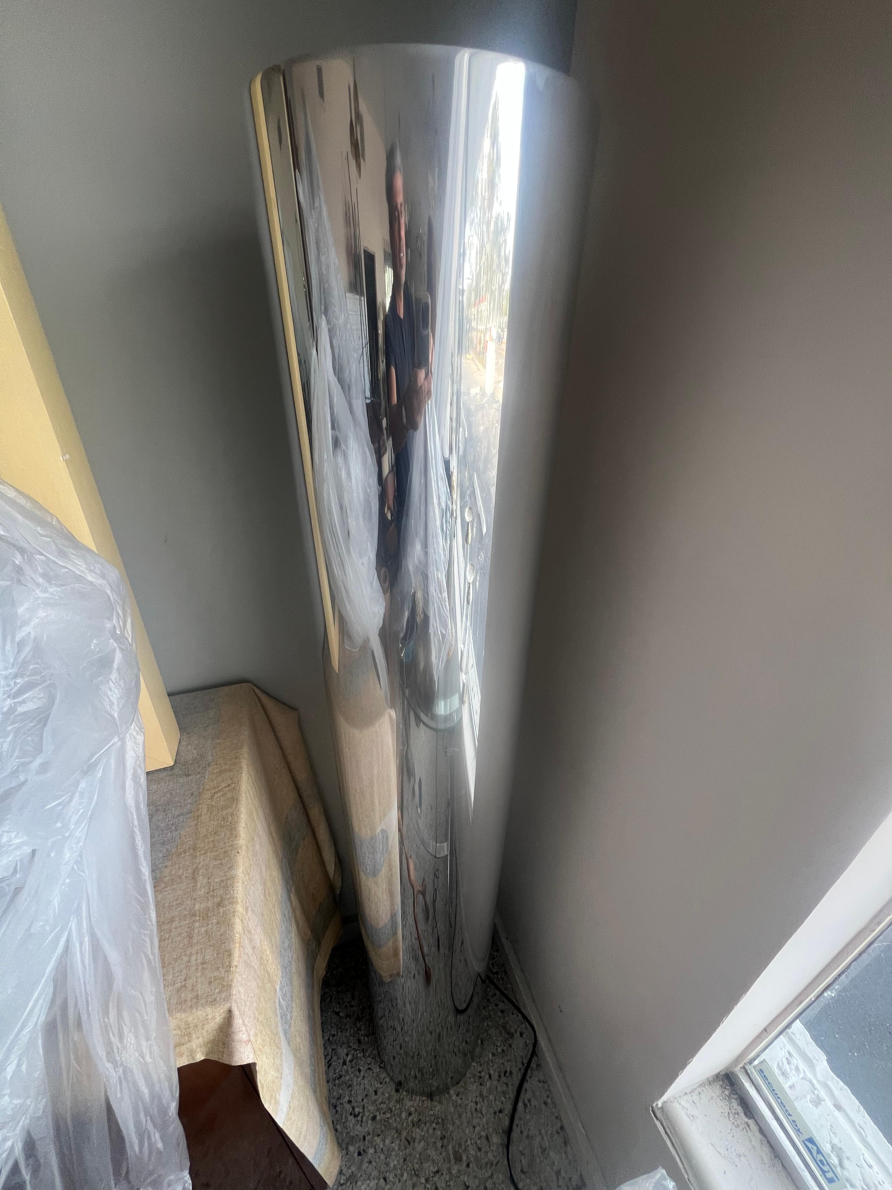 A Polished Aluminum Floor Lamp Tube Shaped Ca' 1960's For Sale 3